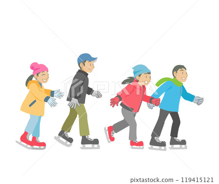 Children enjoying ice skating 119415121