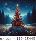 聖誕樹草原夜空 119415445