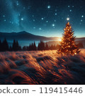 聖誕樹草原夜空 119415446