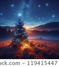 聖誕樹草原夜空 119415447