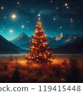 聖誕樹草原夜空 119415448