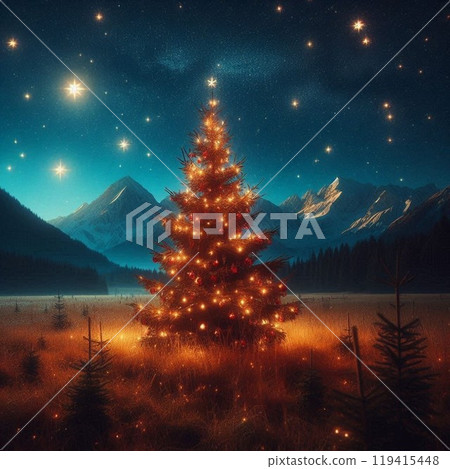 聖誕樹草原夜空 聖誕樹草原夜空 119415448
