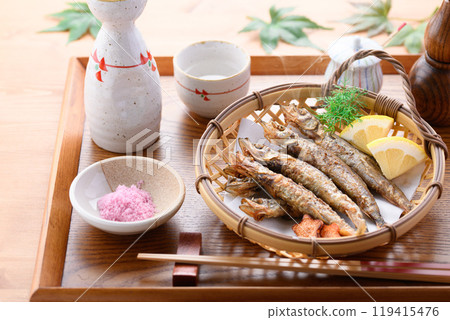 Deep-fried shrimp shishamo 119415476