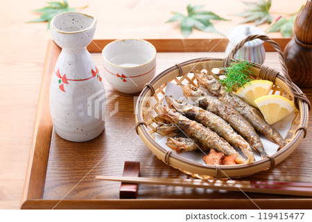 Deep-fried shrimp shishamo 119415477