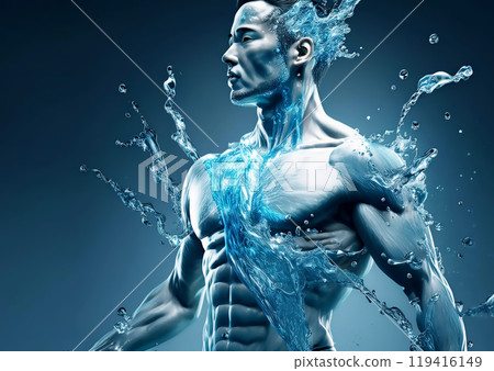 3d illustration of a man splashing 119416149
