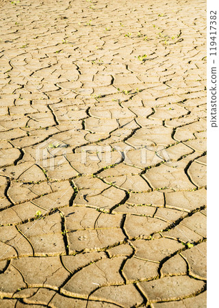 Cracked dry earth background. Heat, drought, climate change concept. 119417382