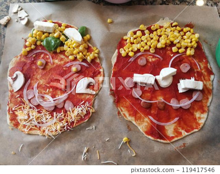 Portrait-style pizza toppings Portrait-style pizza toppings 119417546