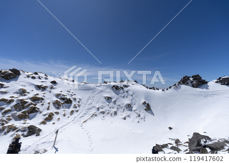 Mount Nikko Shirane with remaining snow 119417602