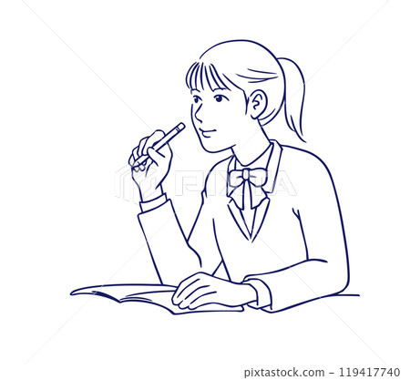 上課的高中女生 119417740