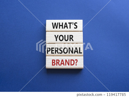 Personal Brand symbol. Wooden blocks with words What is your personal brand. Beautiful deep blue background. Business and What is your personal brand concept. Copy space. Personal Brand symbol. Wooden blocks with words What is your personal brand. Beautiful deep blue background. Business and What is your personal brand concept. Copy space. 119417785