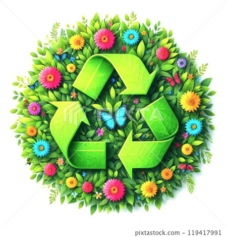 綠樹環繞的回收標誌 119417991
