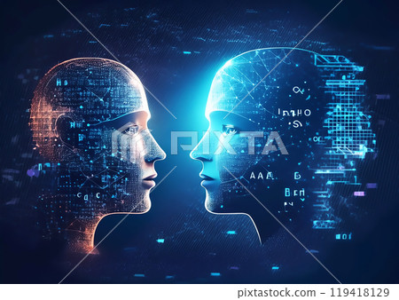 Abstract blue brain and cyber image in technology concept 119418129