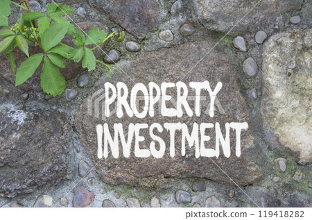 Property Investment symbol. Concept words Property Investment on stone wall. Beautiful stone background. Business and Property Investment concept. Copy space. Property Investment symbol. Concept words Property Investment on stone wall. Beautiful stone background. Business and Property Investment concept. Copy space. 119418282