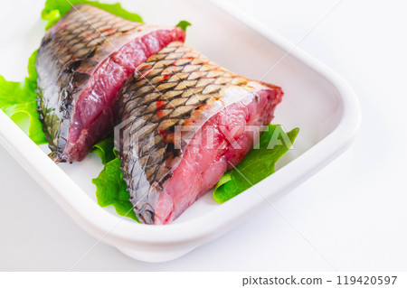 Packaged sliced carp Packaged sliced carp 119420597