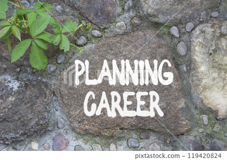 Planning Career symbol. Stone wall with words Planning Career. Beautiful stone background. Business and Planning Career concept. Copy space. Planning Career symbol. Stone wall with words Planning Career. Beautiful stone background. Business and Planning Career concept. Copy space. 119420824