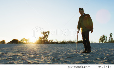 Old American Soldier In Uniform Walking With A Stick Old American Soldier In Uniform Walking With A Stick 119421512
