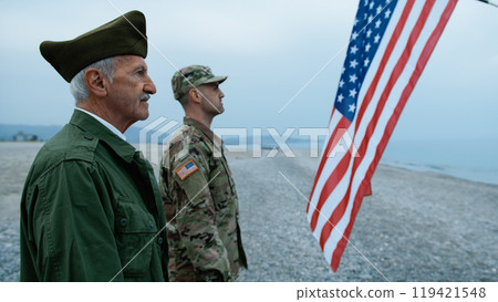 A Veteran And A Soldier Celebrating Memorial Day 119421548