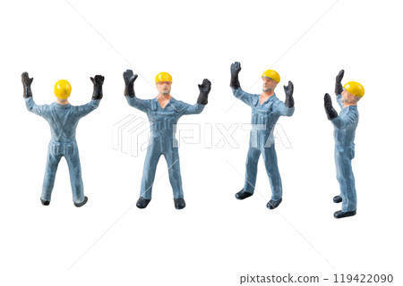 Miniature construction worker isolate on white background with clipping path Miniature construction worker isolate on white background with clipping path 119422090