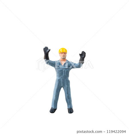 Miniature construction worker isolate on white background with clipping path Miniature construction worker isolate on white background with clipping path 119422094