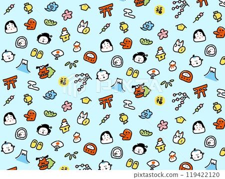 Cute hand-drawn Japan and New Year image background wallpaper 119422120