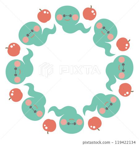 Cute circle frame with apples and snakes Cute circle frame with apples and snakes 119422134