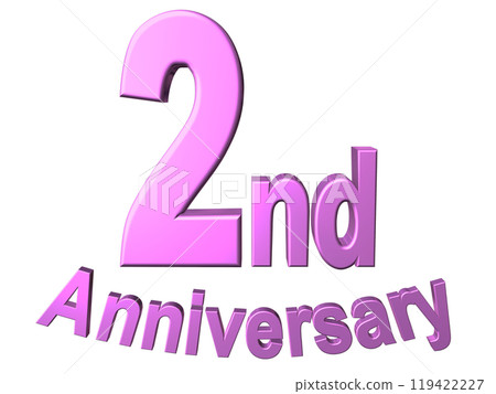 3DCG text "2nd Anniversary" in purple, pink 119422227