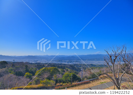 Central Japan, Nihon-daira, Nihon-daira Yume Terrace, Shizuoka City and the Southern Alps as seen from the observation trail, Shizuoka Prefecture (1) 119422252