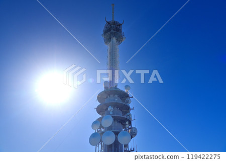 Chubu, Nihon-daira, Nihon-daira Yume Terrace, a view of Nihon-daira Digital Tower with an impressive blue sky and backlighting, Shizuoka City, Shizuoka Prefecture (1) 119422275