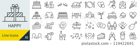 Happiness icon set Happiness icon set 119422691
