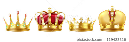 Crowns of royal family with gemstones illustration set 119422816