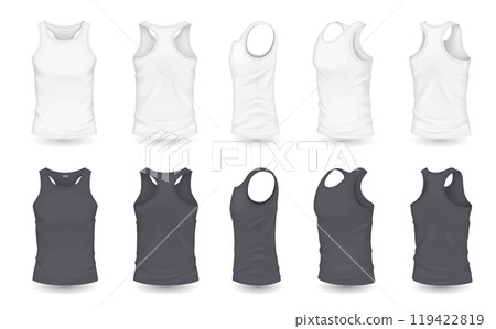 Men tank tops with mockup design realistic illustration set 119422819