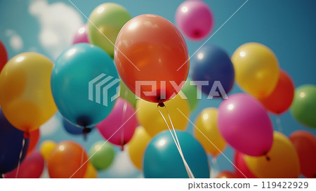 Hand holding balloon 119422929