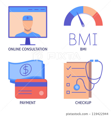 Doctor consultation flat icon set 119422944