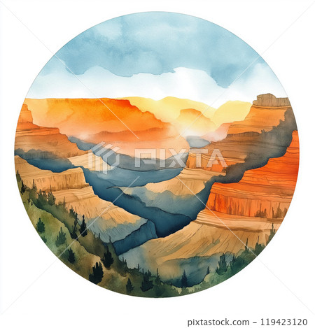 Grand Canyon. Grand Canyon hand-drawn comic illustration. Vector doodle style cartoon illustration 119423120