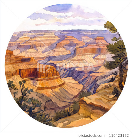 Grand Canyon. Grand Canyon hand-drawn comic illustration. Vector doodle style cartoon illustration 119423122
