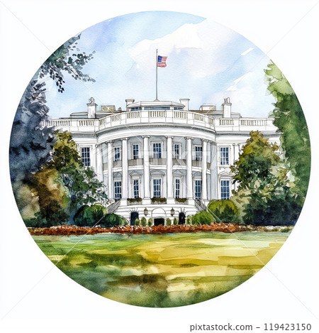 The White House.The White House hand-drawn comic illustration. Vector doodle style cartoon illustration The White House.The White House hand-drawn comic illustration. Vector doodle style cartoon illustration 119423150