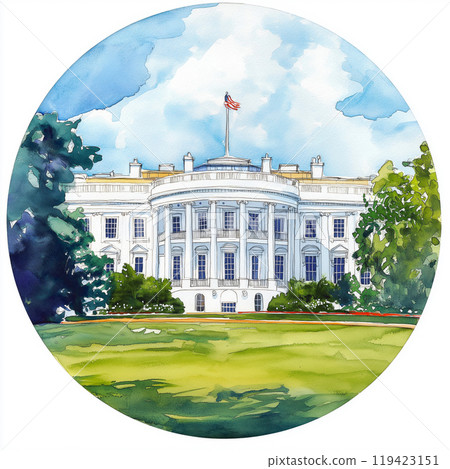 The White House.The White House hand-drawn comic illustration. Vector doodle style cartoon illustration The White House.The White House hand-drawn comic illustration. Vector doodle style cartoon illustration 119423151