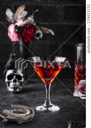 Spooky red Halloween monster cocktail Spooky red Halloween monster cocktail 119423152