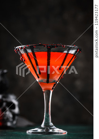 Spooky red Halloween monster cocktail 119423177