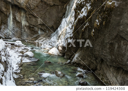 Partnachklamm or Partnach gorge in wintertime Partnachklamm or Partnach gorge in wintertime 119424308