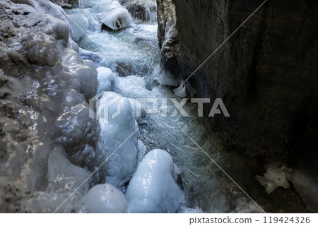 Partnachklamm or Partnach gorge in wintertime Partnachklamm or Partnach gorge in wintertime 119424326