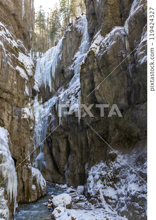 Partnachklamm or Partnach gorge in wintertime Partnachklamm or Partnach gorge in wintertime 119424327
