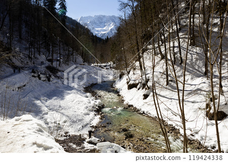 Partnachklamm or Partnach gorge in wintertime 119424338