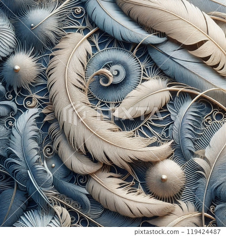 Delicately drawn elegant feather pattern 119424487