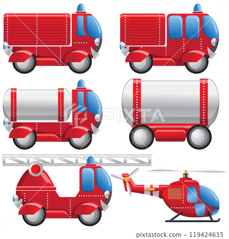 A set of fire equipment. Isolated on white background. Vector illustration. A set of fire equipment. Isolated on white background. Vector illustration. 119424635