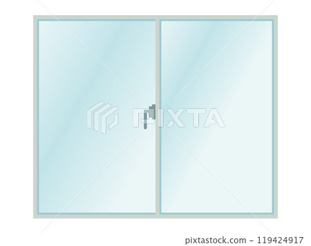 Illustration of a bay window with a crescent lock Illustration of a bay window with a crescent lock 119424917