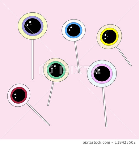 Vector illustration of colorful eyeball-shaped lollipops, perfect for Halloween-themed designs, party decorations, and spooky treats. Vector illustration of colorful eyeball-shaped lollipops, perfect for Halloween-themed designs, party decorations, and spooky treats. 119425502
