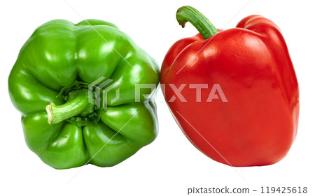 red green sweet bell pepper isolated 119425618