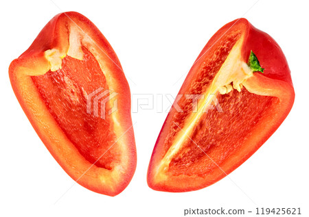 red chopped sweet bell pepper isolated 119425621