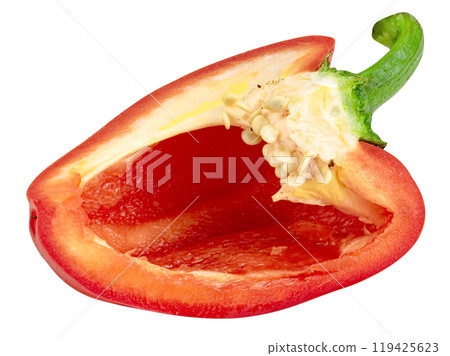 red chopped sweet bell pepper isolated 119425623